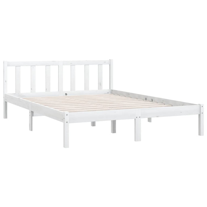 Bed Frame White Solid Pinewood 150x200 cm 5FT King Size.