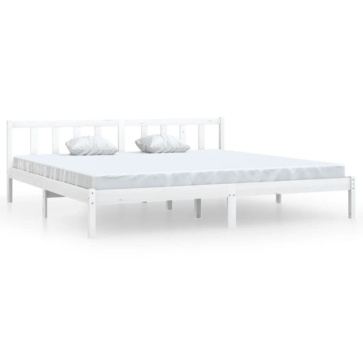 Bed Frame White Solid Pinewood 180x200 cm 6FT Super King UK.