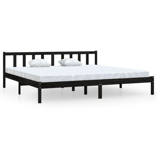 Bed Frame Black Solid Pinewood 180x200 cm 6FT Super King UK.