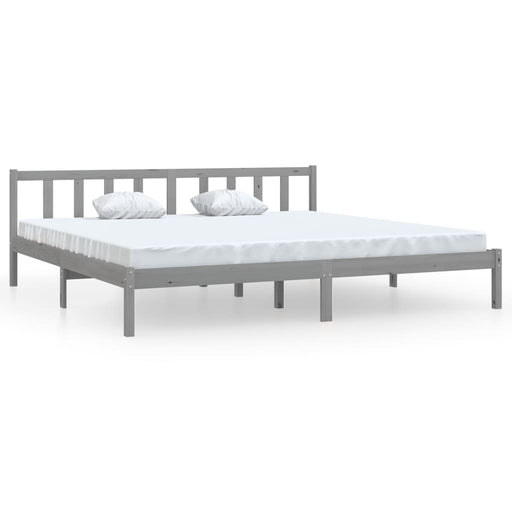 Bed Frame Grey Solid Pinewood 200x200 cm.