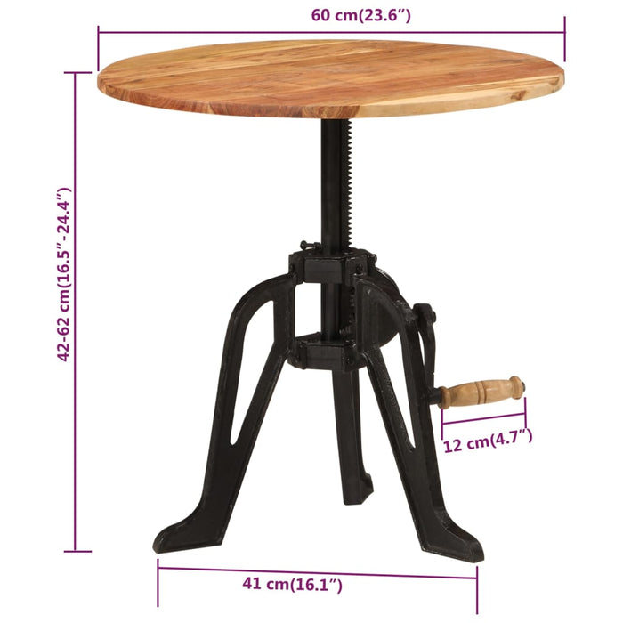 Side Table 60x(42-62) cm Solid Wood Acacia and Cast Iron.