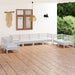 8 Piece Garden Lounge Set White Solid Pinewood.