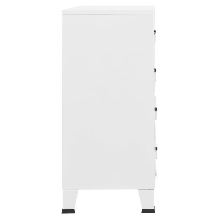 Industrial Drawer Cabinet White 78x40x93 cm Metal.
