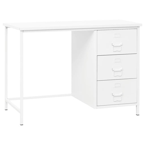 Industrial Desk with Drawers White 105x52x75 cm Steel.