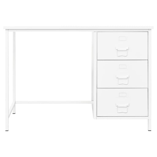 Industrial Desk with Drawers White 105x52x75 cm Steel.