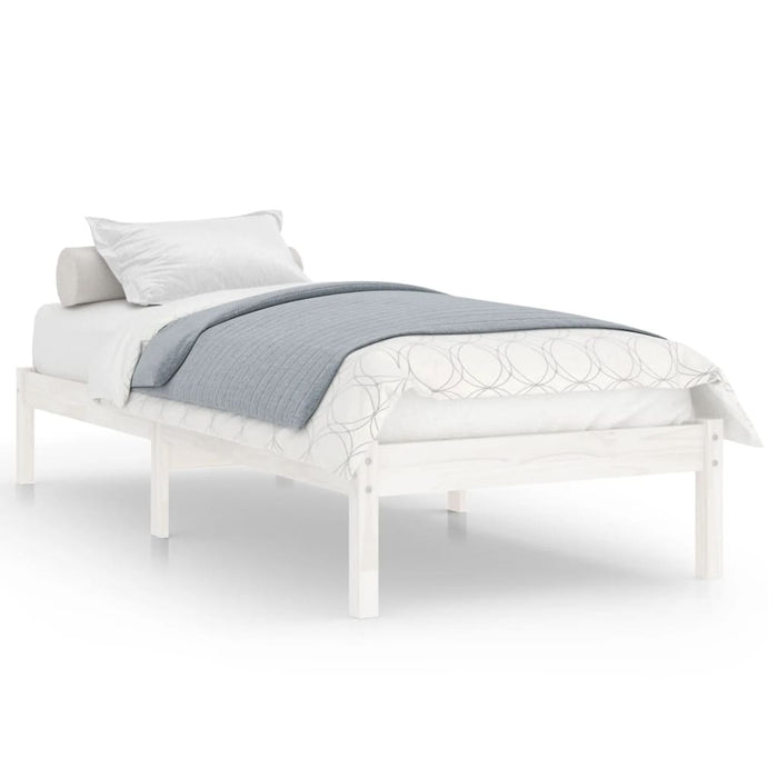 Bed Frame White Solid Wood Single 90 cm