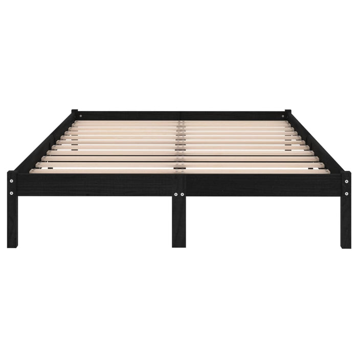 Bed Frame Black Solid Pinewood 120x190 cm 4FT Small Double.