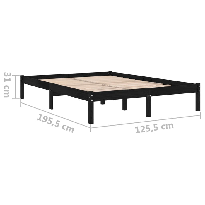 Bed Frame Black Solid Pinewood 120x190 cm 4FT Small Double.