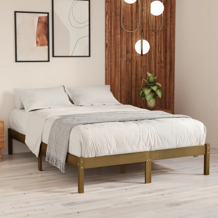 Bed Frame Honey Brown Solid Wood Pine 140x200 cm.