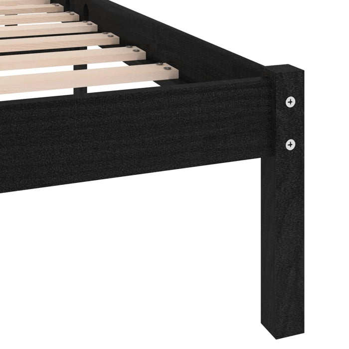 Bed Frame Black Solid Pinewood 150x200 cm 5FT King Size.