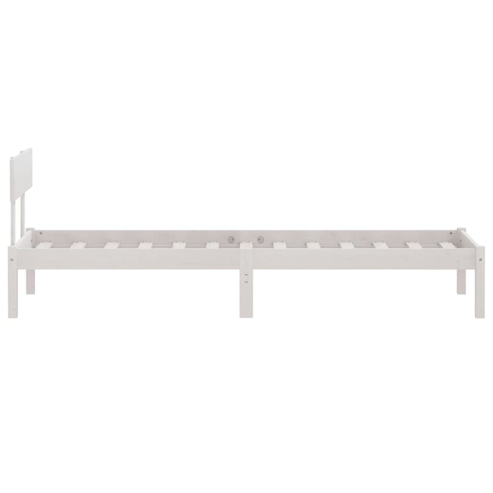 Bed Frame White Solid Wood Pine 90x200 cm Single.