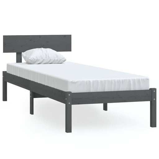 Bed Frame Grey Solid Wood Pine 90x200 cm Single.