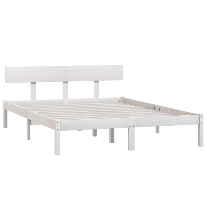 Bed Frame White Solid Wood Pine 120x200 cm Small Double.