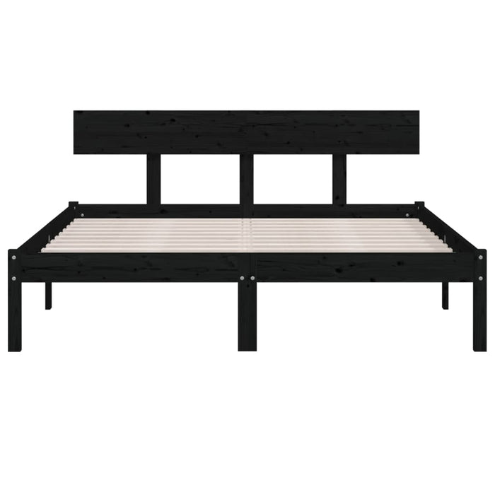 Bed Frame Black Solid Wood Pine 120x200 cm Small Double.