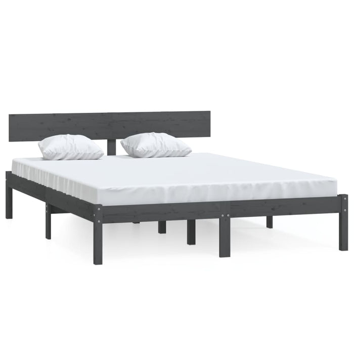 Bed Frame Grey Solid Wood Pine 140x200 cm Double.