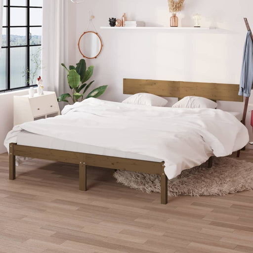 Bed Frame Honey Brown Solid Wood Pine 140x200 cm Double.
