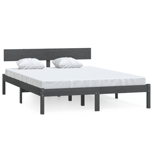 Bed Frame Grey Solid Wood Pine 160x200 cm King.