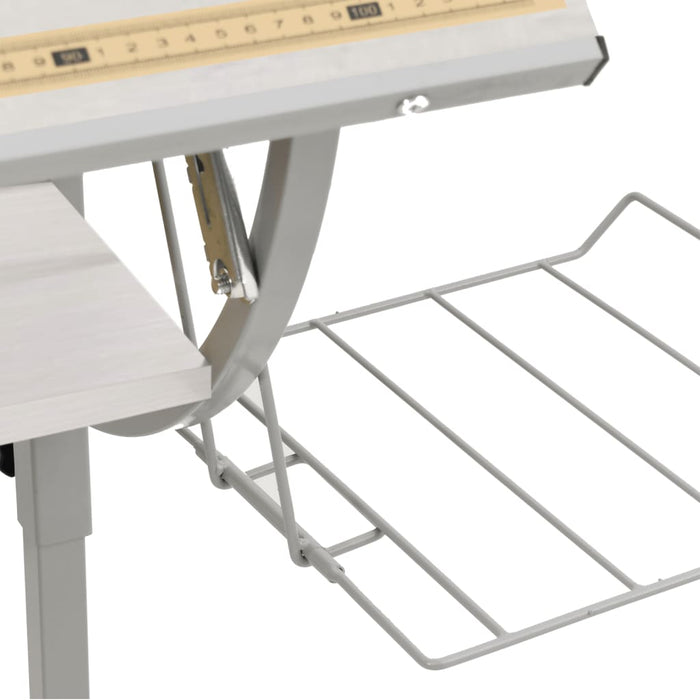 Craft Desk White&Grey 110x53x(58-87) cm Engineered Wood&Steel.