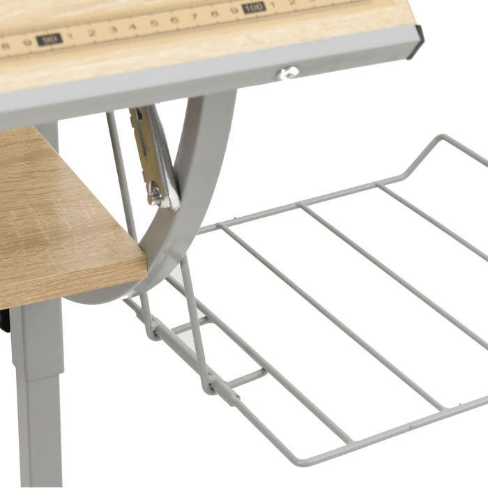 Craft Desk Sonoma Oak&Grey 110x53x(58-87)cm Engineered Wood&Steel.