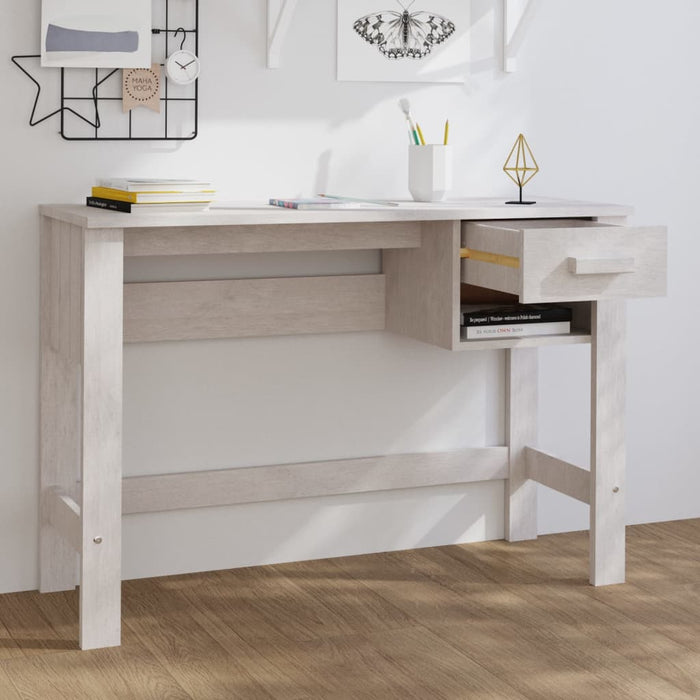 Desk White 110x40x75 cm Solid Wood Pine.