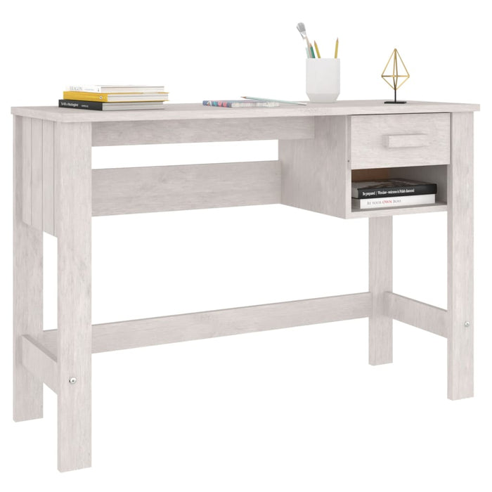 Desk White 110x40x75 cm Solid Wood Pine.