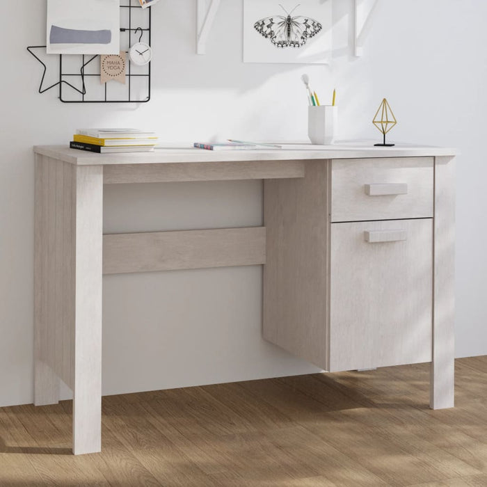 Desk White 113x50x75 cm Solid Wood Pine.
