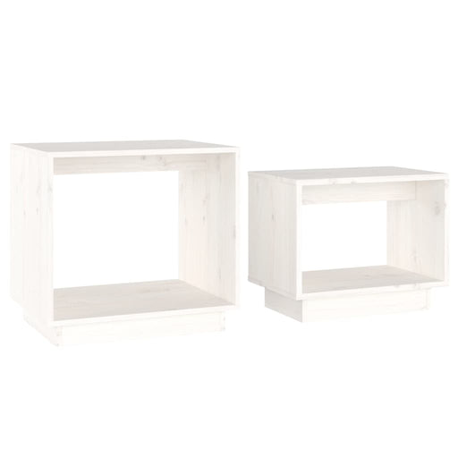 Nesting Coffee Tables 2 pcs White Solid Wood Pine.