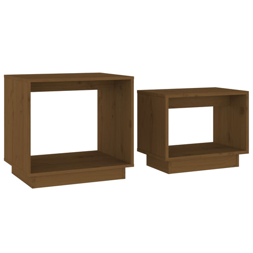 Nesting Coffee Tables 2 pcs Honey Brown Solid Wood Pine.