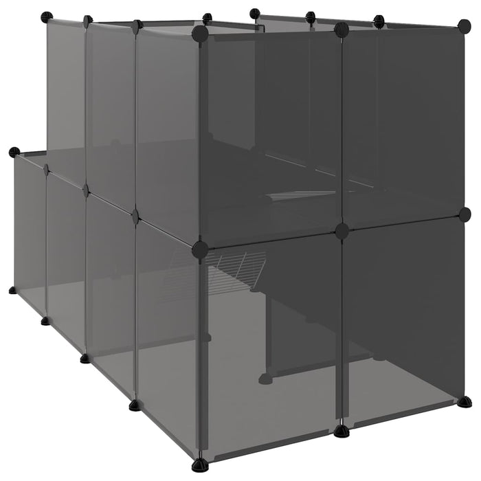 Small Animal Cage Black 142x74x93 cm PP and Steel.