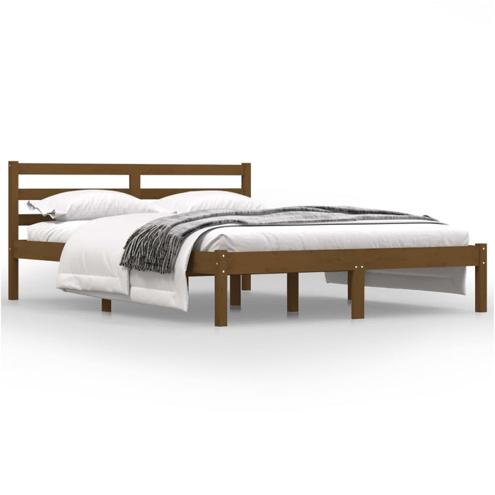 Bed Frame Solid Wood Pine 120x190 cm Honey Brown 4FT Small Double.