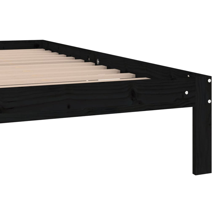 Bed Frame Black Solid Wood Pine 200cm