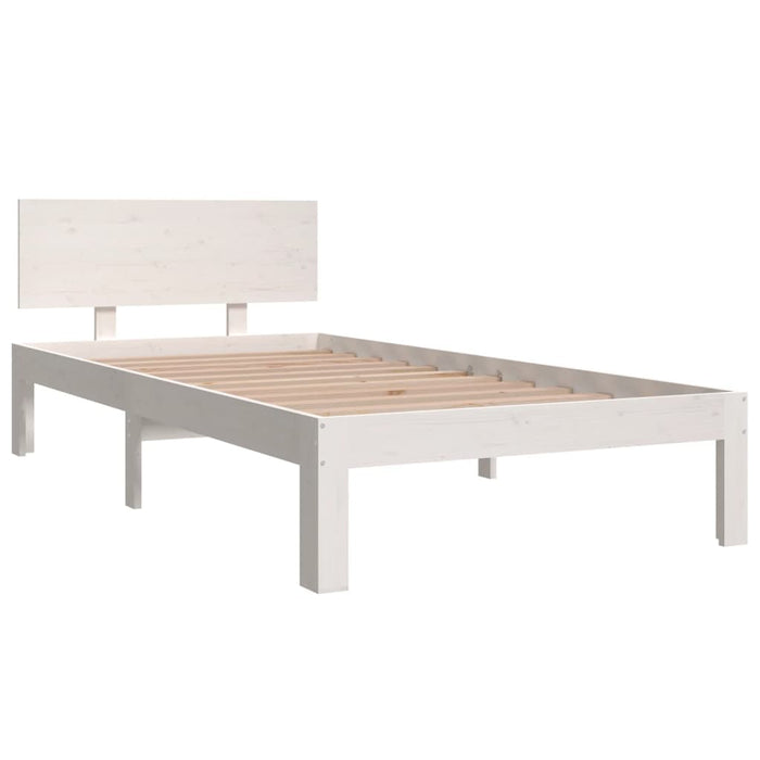 Bed Frame White Solid Wood 90x200 cm 3FT Single.
