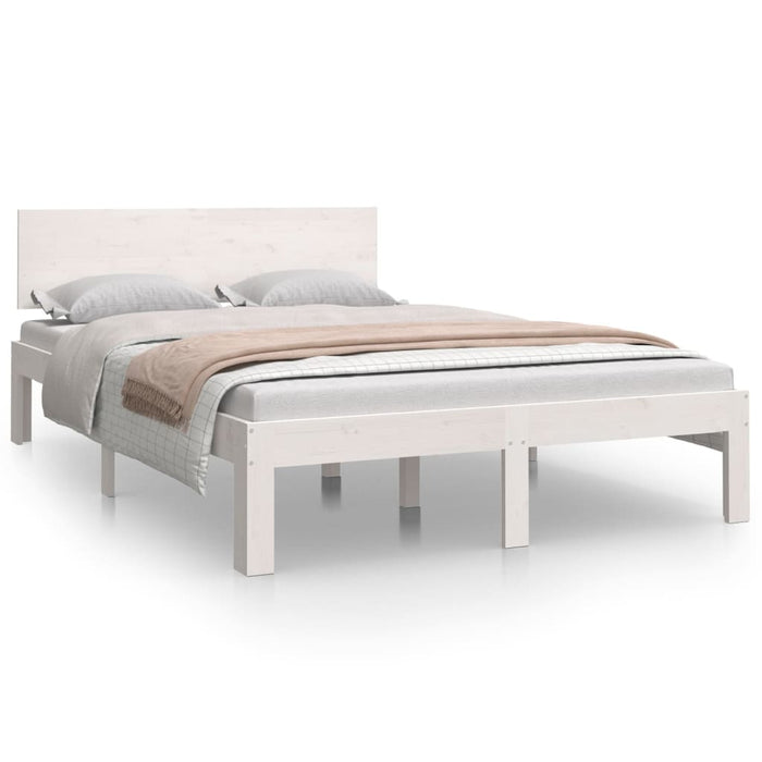 Bed Frame White Solid Wood 120x200 cm 4FT Small Double.