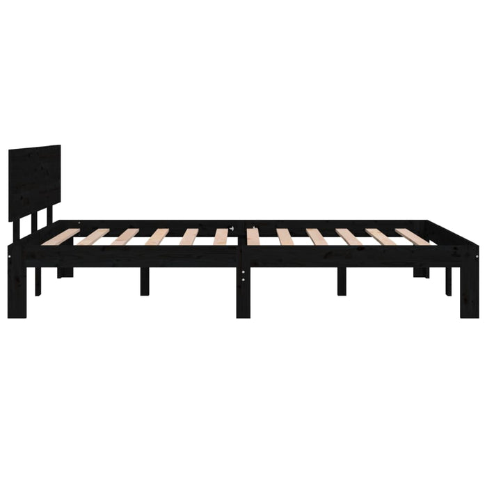 Bed Frame Black Solid Wood 120x200 cm 4FT Small Double.