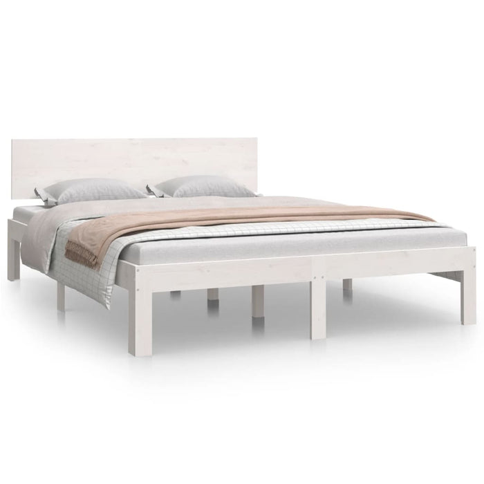 Bed Frame White Solid Wood 140x200 cm 4FT6 Double.