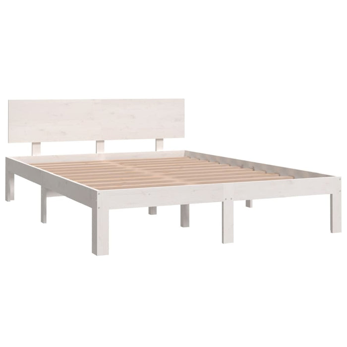 Bed Frame White Solid Wood 140x200 cm 4FT6 Double.