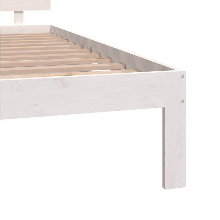 Bed Frame White Solid Wood 160x200 cm 5FT King Size.