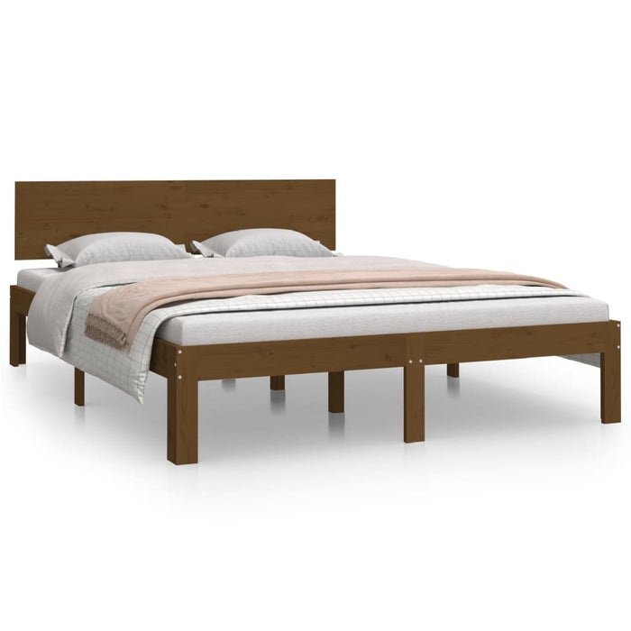 Bed Frame Honey Brown Solid Wood 160x200 cm 5FT King Size.