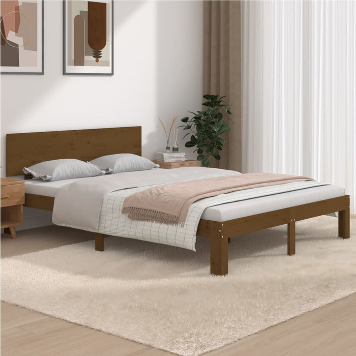 Bed Frame Honey Brown Solid Wood 160x200 cm 5FT King Size.