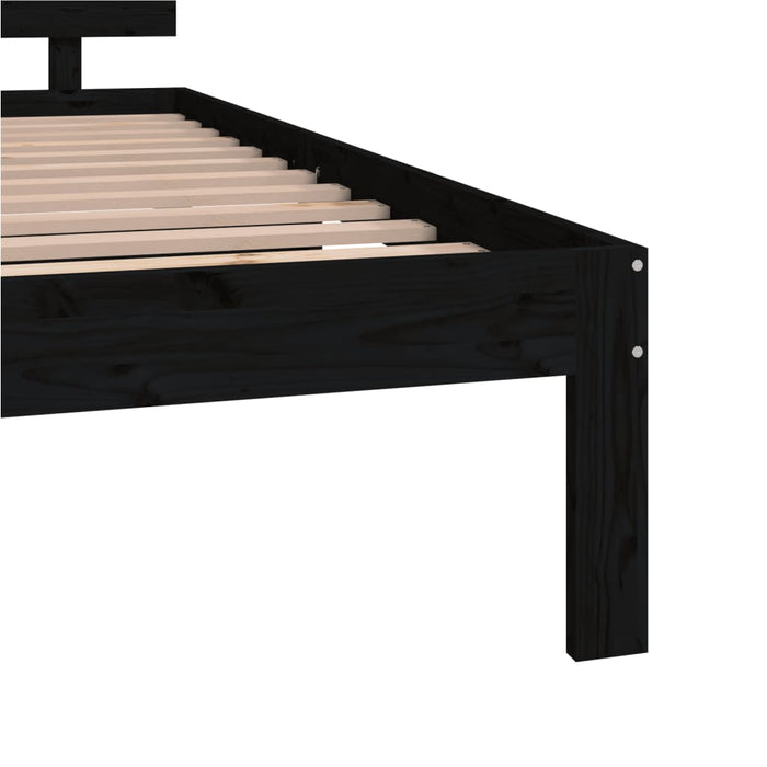 Bed Frame Black Solid Wood 160x200 cm 5FT King Size.