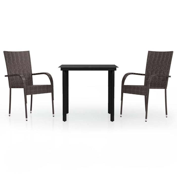 3 Piece Outdoor Dining Set Brown and Black.