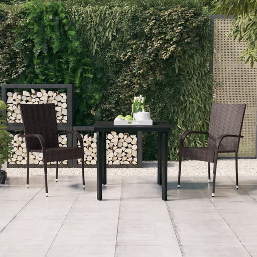 3 Piece Outdoor Dining Set Brown and Black.
