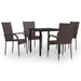 5 Piece Outdoor Dining Set Brown and Black.