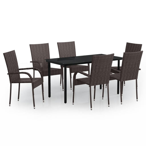 7 Piece Outdoor Dining Set Brown and Black.