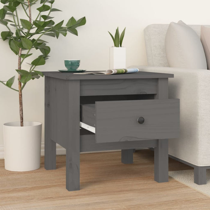 Side Table Grey 40x40x39 cm Solid Wood Pine.