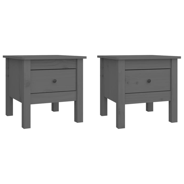 Side Tables 2 pcs Grey 40x40x39 cm Solid Wood Pine.