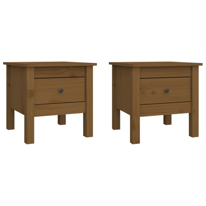 Side Tables 2 pcs Honey Brown 40x40x39 cm Solid Wood Pine.