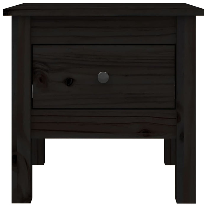 Side Table Black 40x40x39 cm Solid Wood Pine.