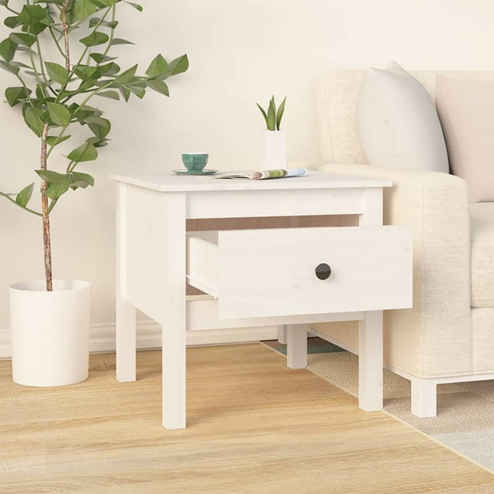 Side Table White 50x50x49 cm Solid Wood Pine.