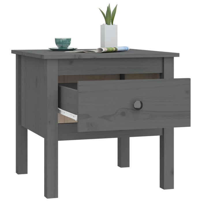 Side Table Grey 50x50x49 cm Solid Wood Pine.